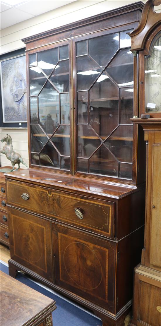 A George III mahogany secretaire bookcase W.125cm